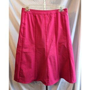 Vintage Y2K PERRY ELLIS Pink Ribbon Striped A-Line Panel Skirt 99% Cotton Size 6